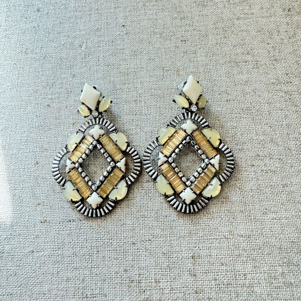 2-in-1 White Chandelier Earrings